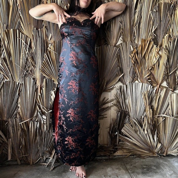 Lace Up Dress Maxi Netting Goth Size Medium Vintage Y2K Vampire - Picture 11 of 11